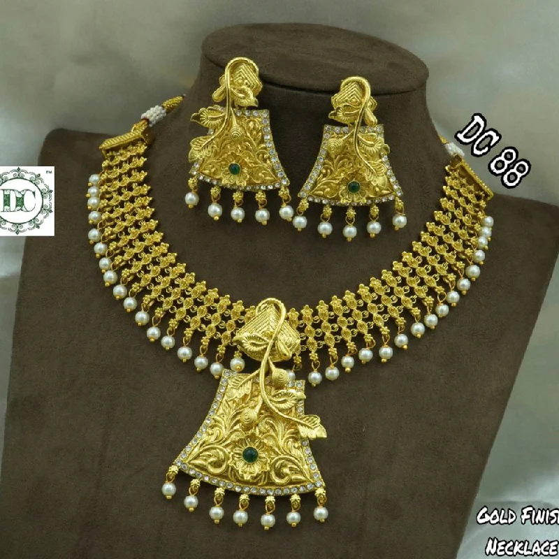 high-end designer ladies necklace-Diksha Collection Gold Plated Choker Necklace Set