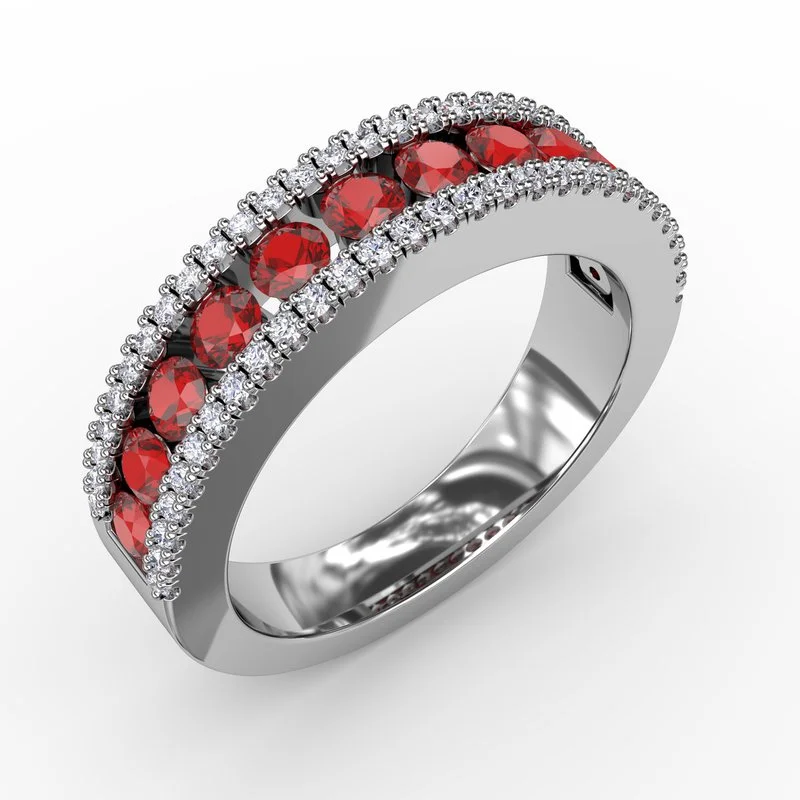 classic engagement ring for women-Destined To Be Ruby and Diamond Ring R1484R