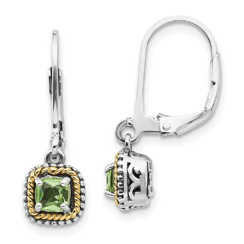 gothic black ladies earrings-Sterling Silver w/14k Peridot Earrings