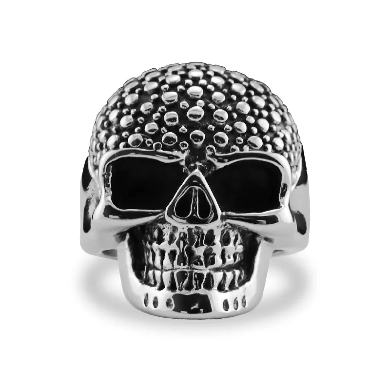 non-traditional ladies ring-Detailed Skull Stainless Steel Ring / SCR4072