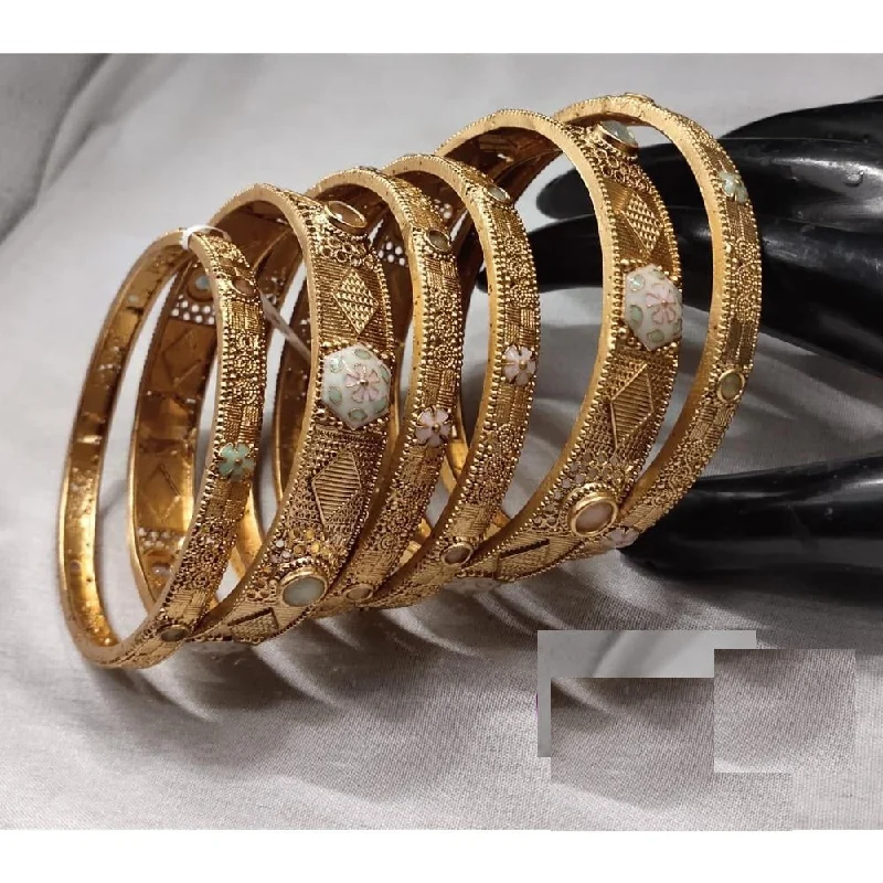 gold-plated ladies bracelet-Akruti Collection Copper Gold Plated Bangle Set