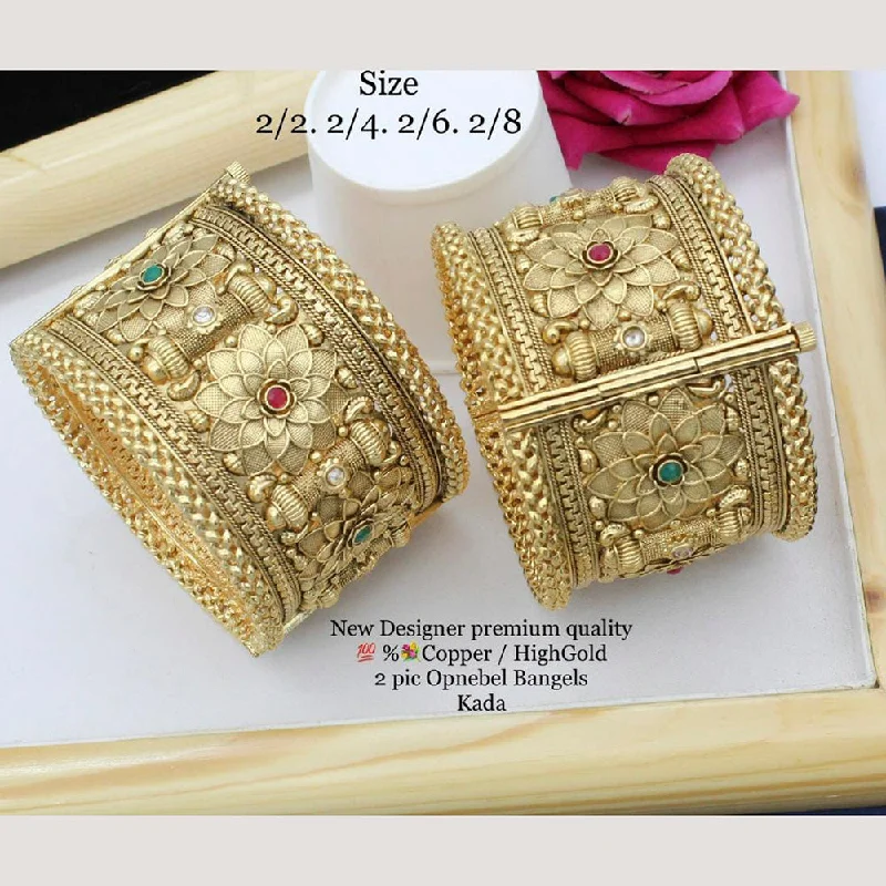 cuff bangle ladies bracelet-Manisha Gold Plated Copper Bangles Set