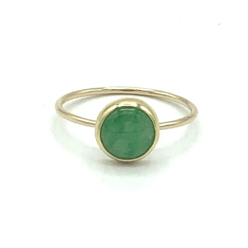 pave setting ladies ring-Grassy Green Jade on a Golden Band