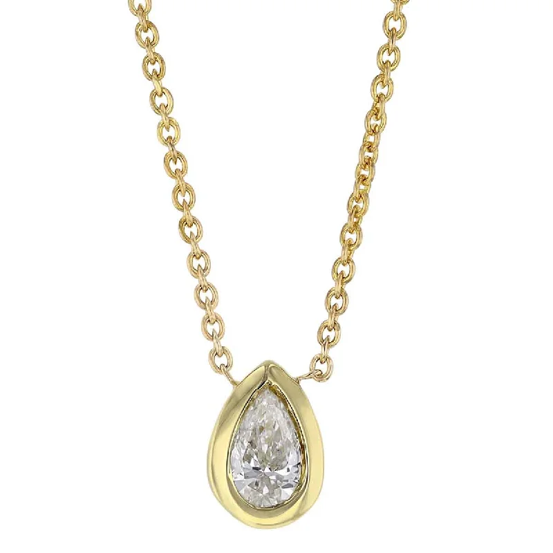 multi-layer fashion ladies necklace-Solitaire Diamond Pear Pendant Necklace