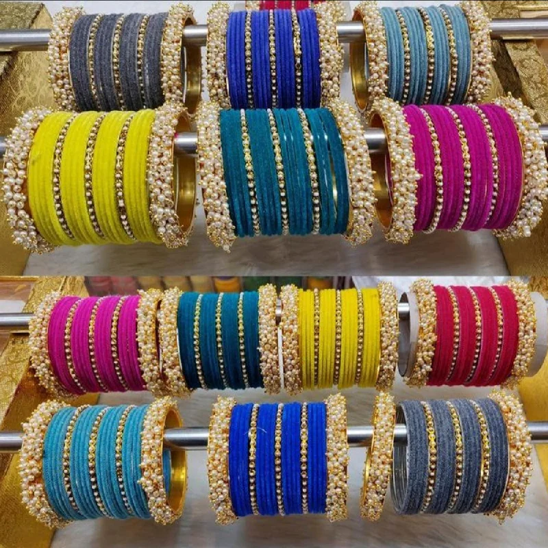 artistic abstract ladies bracelet-Martina Jewels Pack Of 6 Traditional Gold Plated Thread Bangles Set