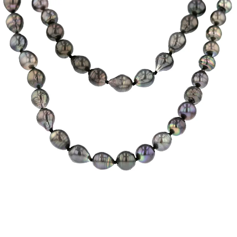 black diamond ladies necklace-Tahitian Black Pearl 35-Inch Strand Necklace