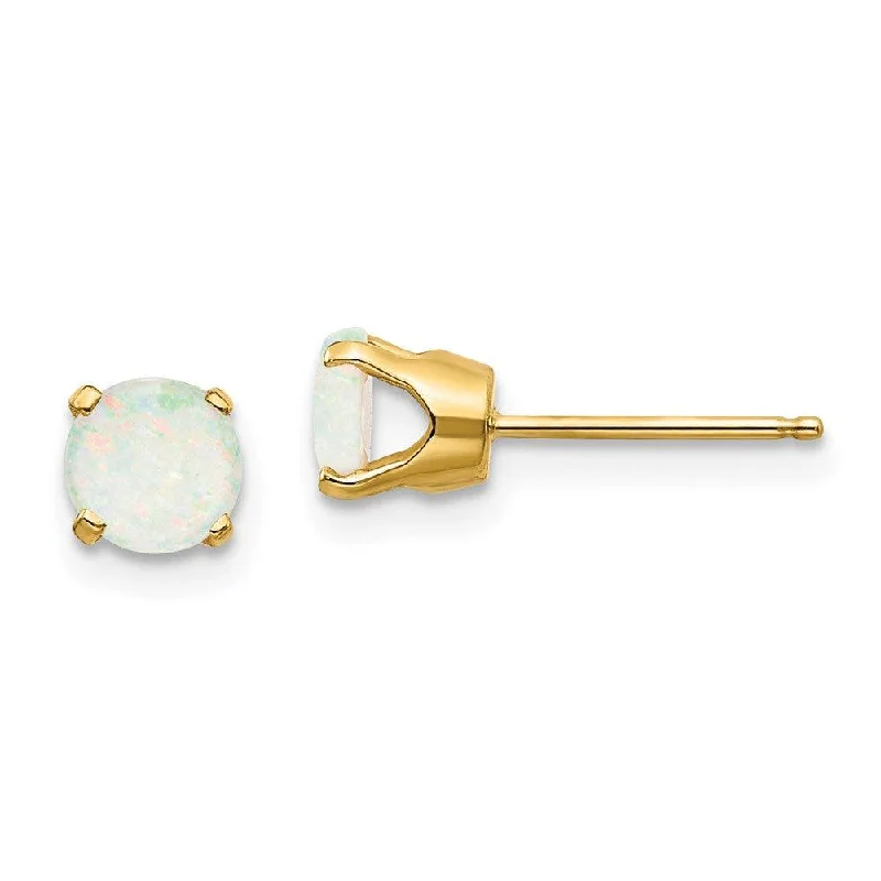 pink diamond ladies earrings-14k 5mm Opal Earrings - October