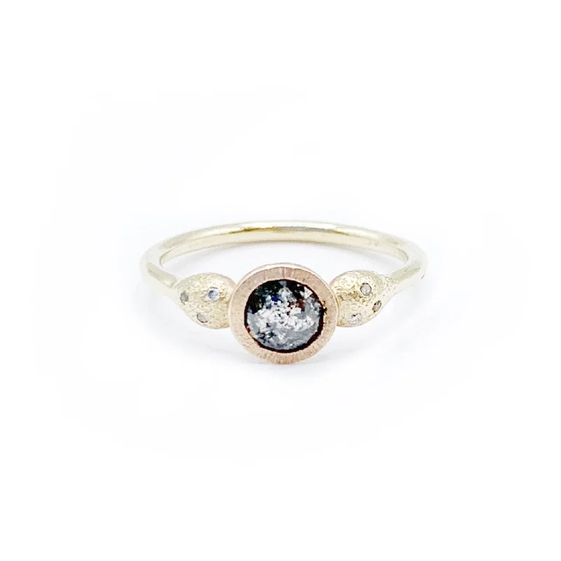 floral design ladies ring-Champagne Diamond with Diamond Star Planets