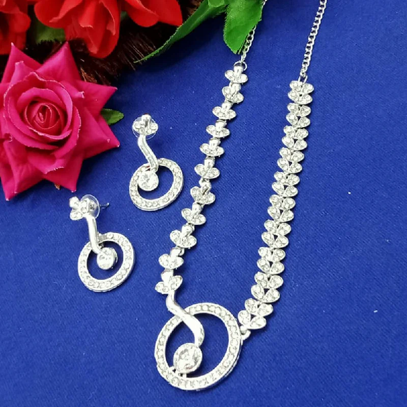 Victorian-inspired ladies necklace-Lucentarts Jewellery Silver Plated Austrian Stone Necklace Set