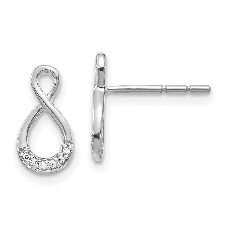 romantic heart ladies earrings-14k White Gold Diamond Post Earrings