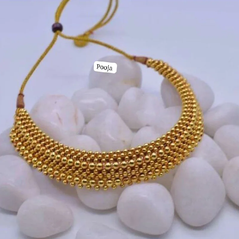 rose quartz ladies necklace-Pooja Bangles Gold Plated Necklace Set