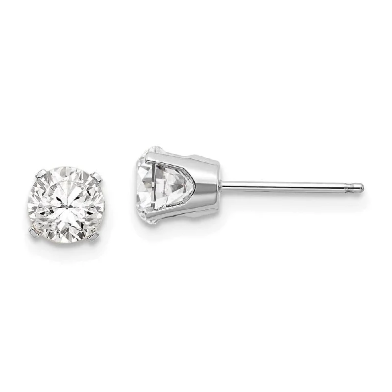 starry night ladies earrings-14k White Gold 5mm White Topaz Stud Earrings