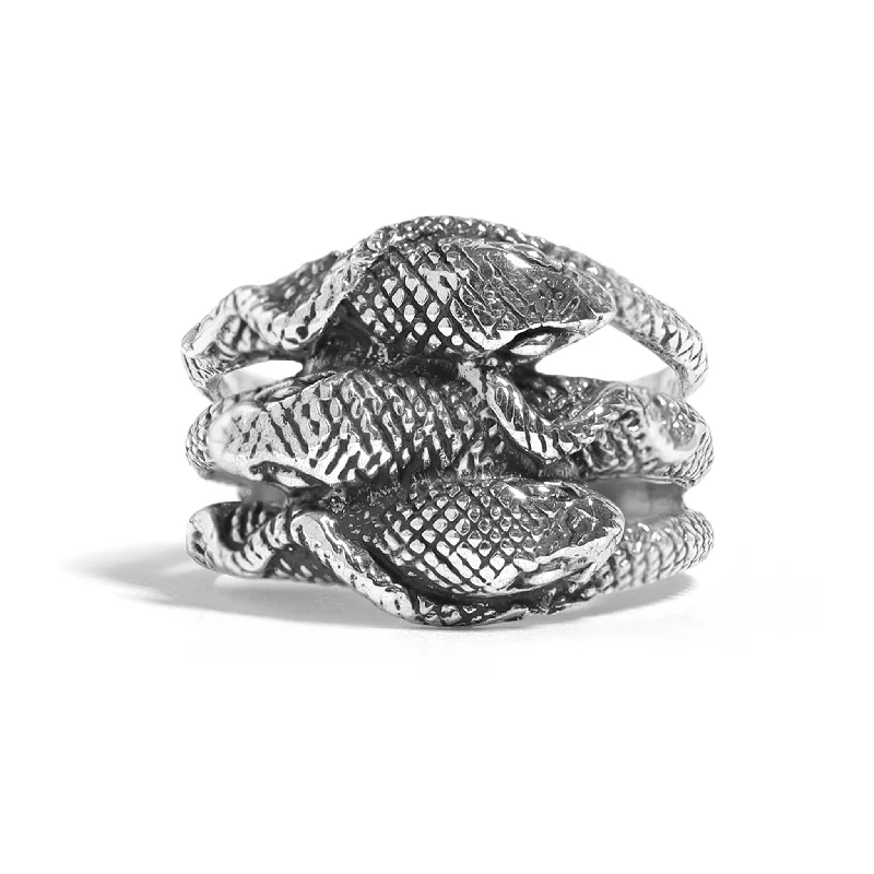 two-tone ladies ring-Sterling Silver Multi Snake Ring / SSR0199