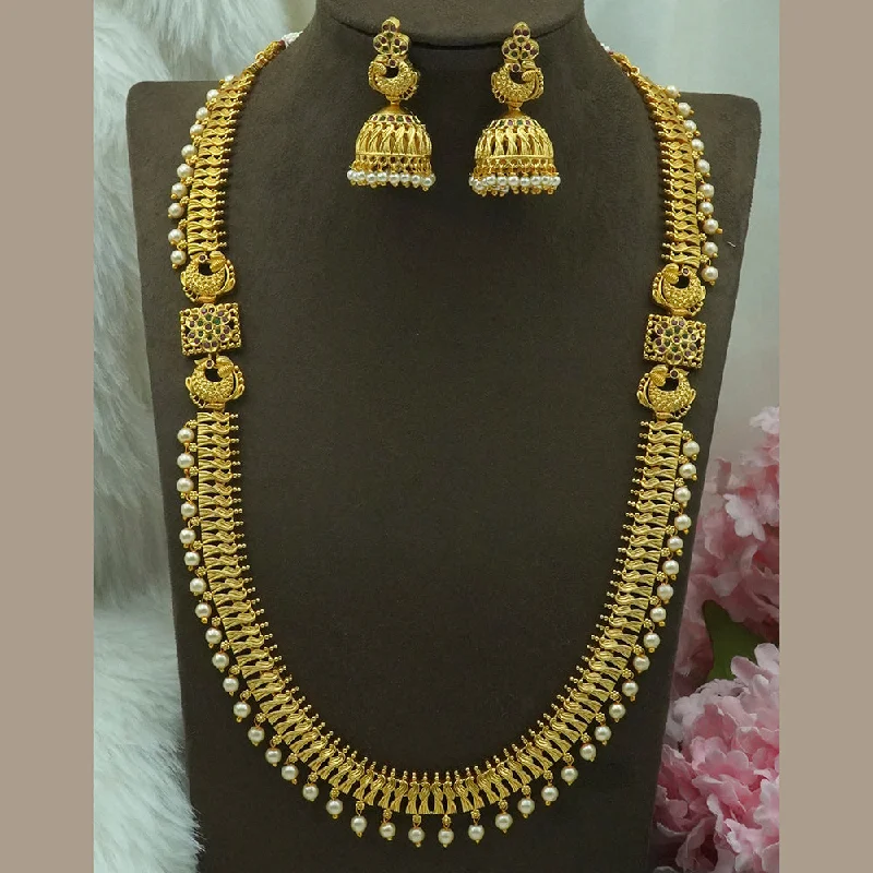 angel halo diamond ladies necklace-Diksha Collection Gold Plated Necklace Set