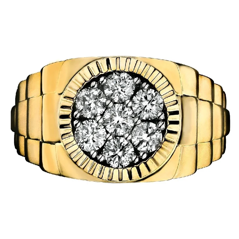 eco-friendly lab-grown ladies ring-ROLEX STYLE MEN'S RING WITH 1.03 CT TW OF DIAMONDS