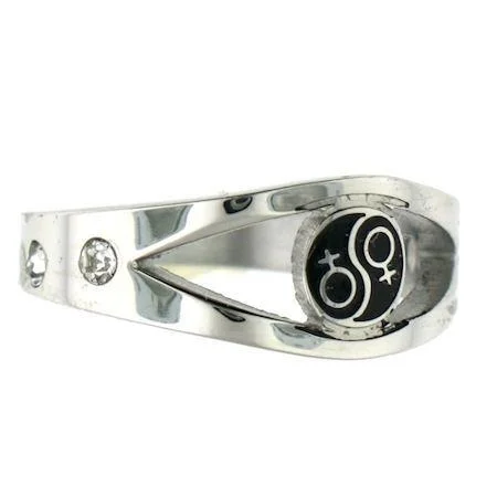 bezel-set ladies ring-Female Venus Symbol Commitment Ceremony CZ Stainless Steel Ring / RRJ0095