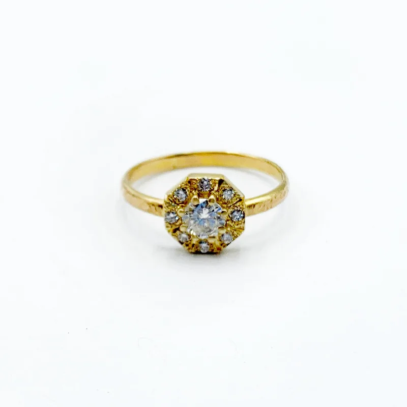 cathedral setting ladies ring-Gold and Diamonds Hexagon