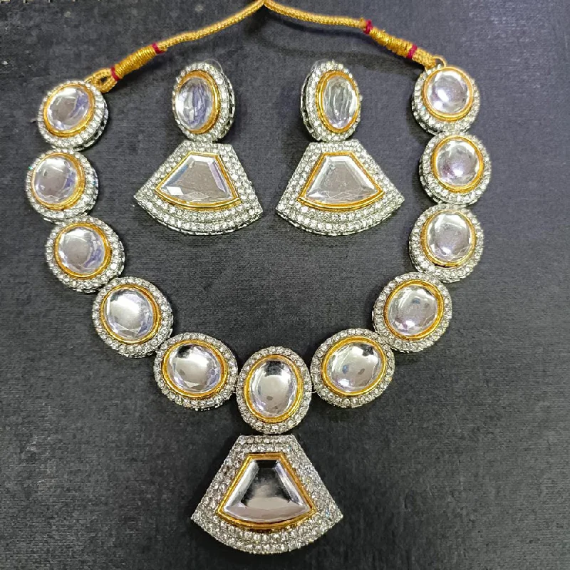 old European cut ladies necklace-Manisha Jewellery Austrian Stone Gold Plated Necklace Set