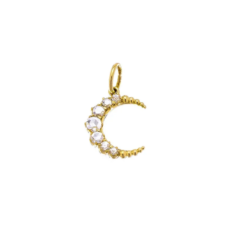 halo diamond ladies necklace-The Crescent Diamond Necklace in Yellow Gold