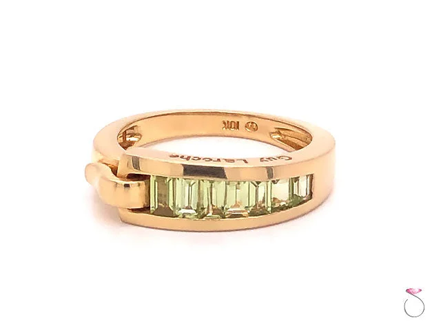 silver ladies ring-Guy Laroche Peridot Band Ring,18K Yellow Gold