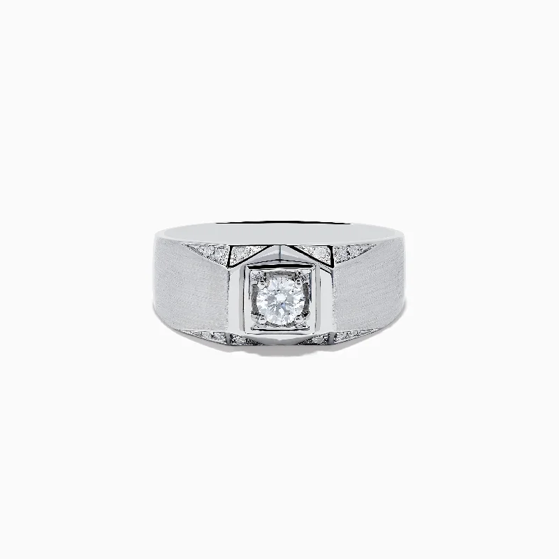 celestial orbit engagement ring for women-Men's 14K White Gold Diamond Ring