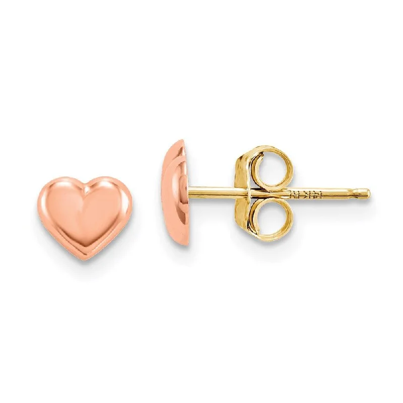 twisted rope ladies earrings-Madi K Kid's 14k  Rose Gold Heart Post Earrings