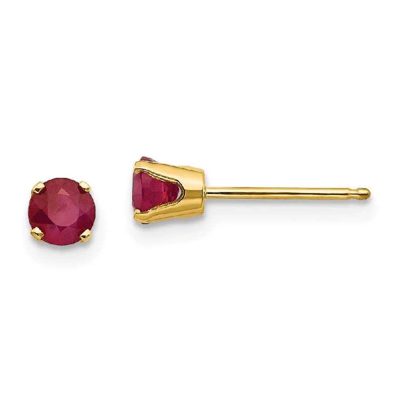 small diamond stud ladies earrings-14k 4mm July/Ruby Post Earrings