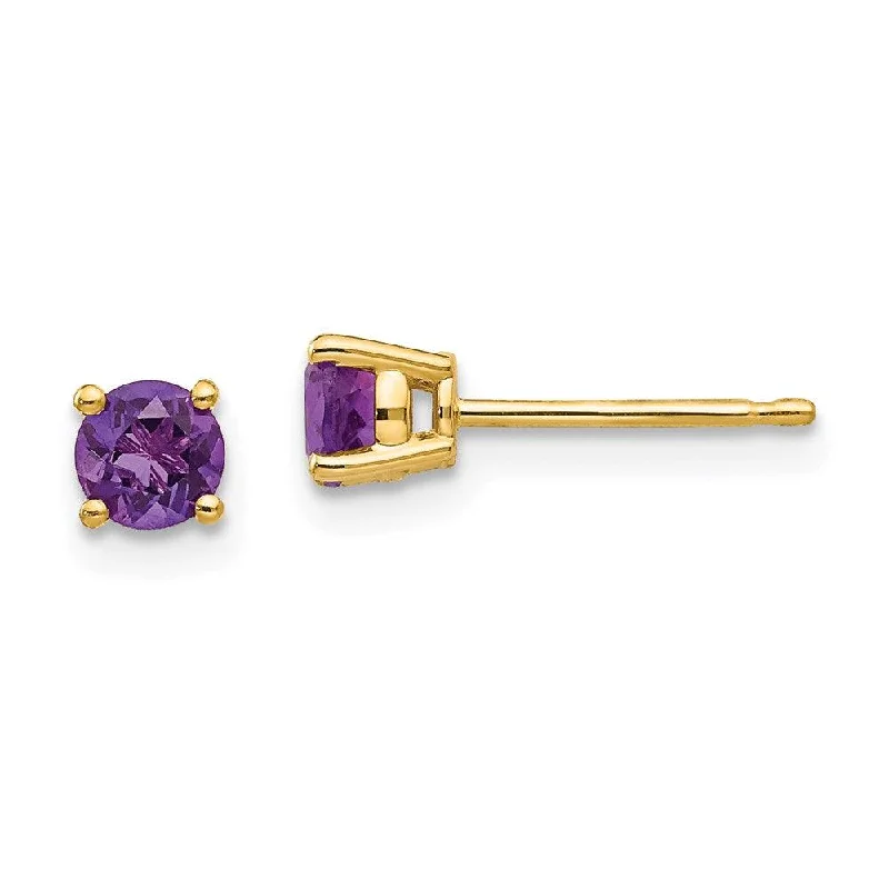 emerald ladies earrings-14k 4mm Amethyst Earrings