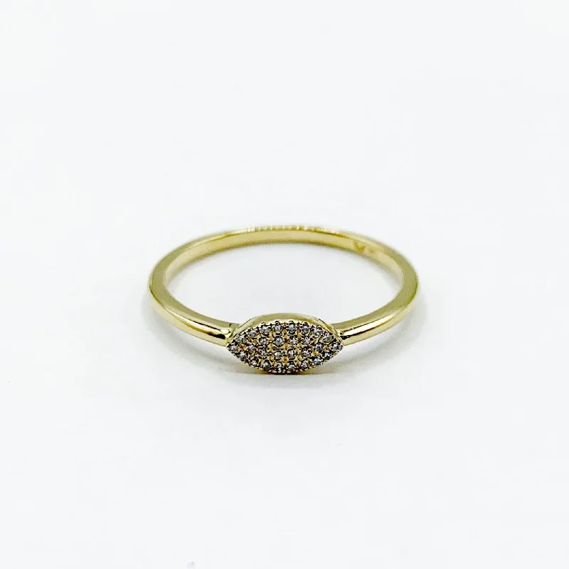 fancy-cut gemstone ladies ring-Diamond Marquise on a Golden Band