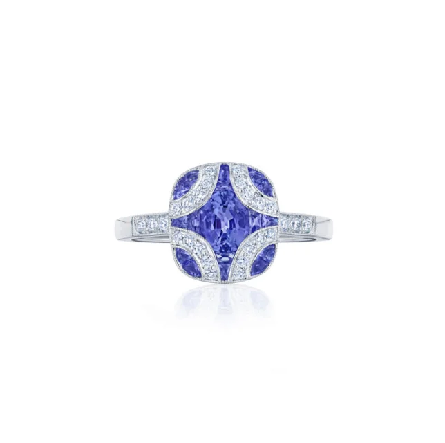 emerald gemstone engagement ring for women-KWIAT Argyle Collection Tanzanite and Diamond Ring R-28115-0-TNZDIA-18KW