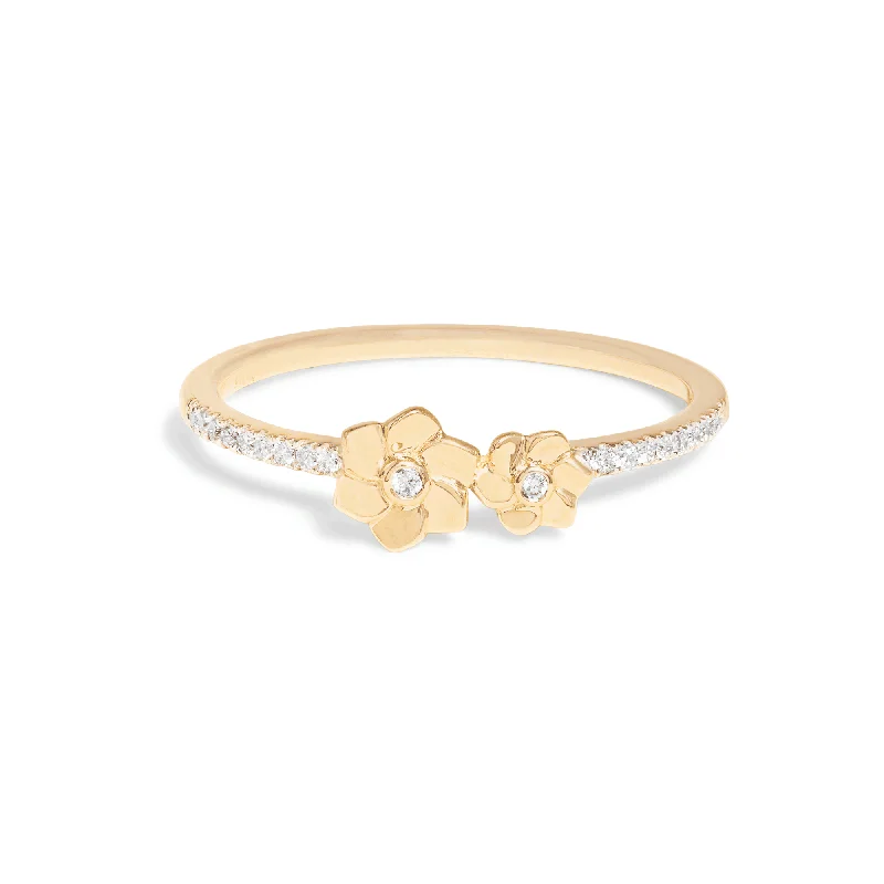 artistic handmade engagement ring for women-Mini Blooms Corsage Diamond Ring | 10K Yellow Gold