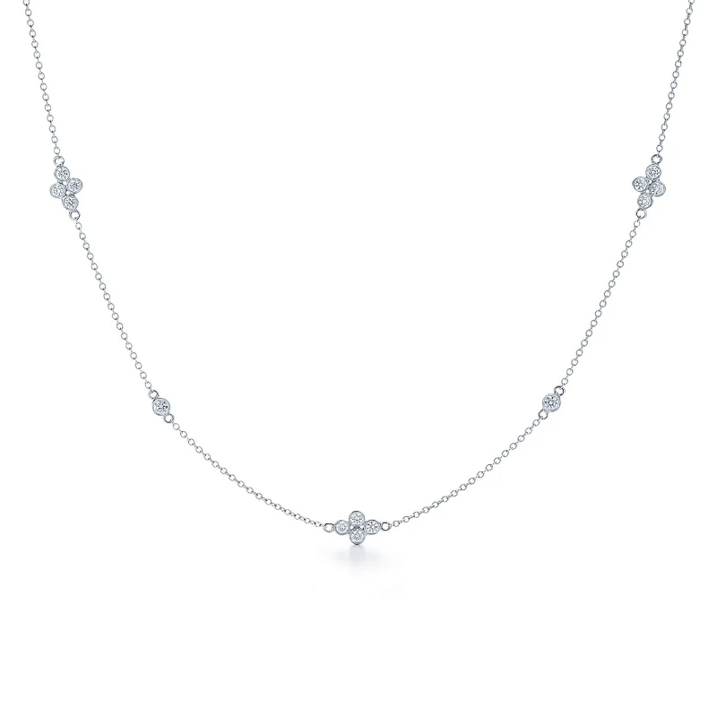 bar ladies necklace-Diamond Strings Quads Necklace