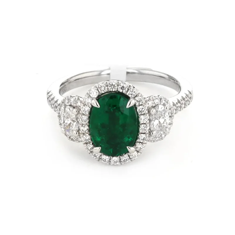 royal-inspired engagement ring for women-Emerald & Diamond Ring