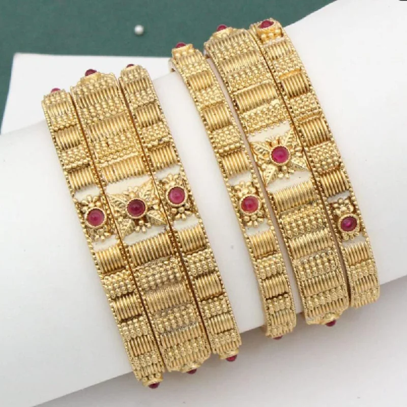 star and moon ladies bracelet-Manisha Jewellery Gold Plated Kundan Bangles Set