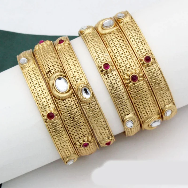 moonstone ladies bracelet-Manisha Jewellery Gold Plated Kundan Bangles Set