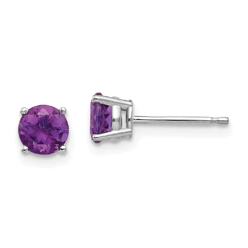 clip-on ladies earrings-14k White Gold 5mm Amethyst Earrings