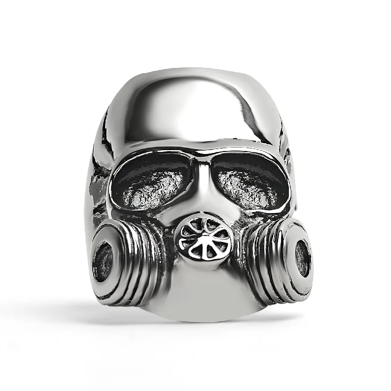 lattice setting ladies ring-Stainless Steel Gas Mask Skull Ring / SCR4106