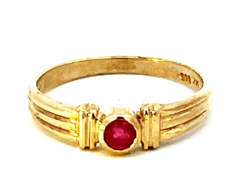 fancy-cut gemstone ladies ring-Red Ruby Ring in 14k Yellow Gold