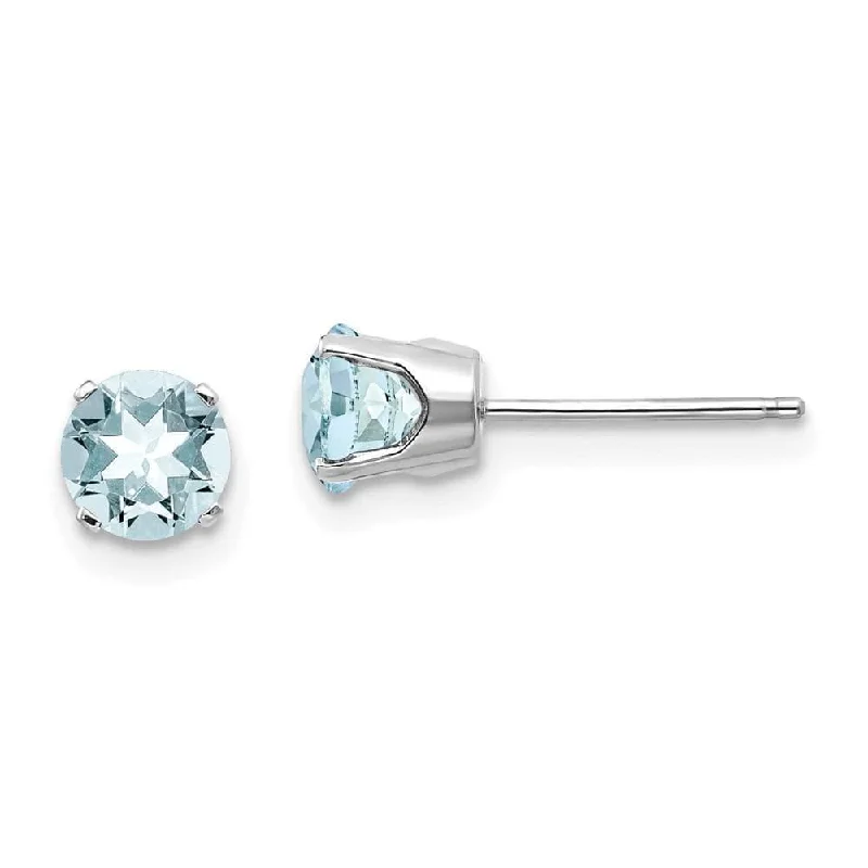 twisted rope ladies earrings-14k White Gold 5mm Aquamarine Stud Earrings