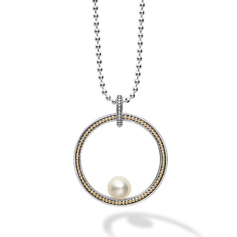 double heart ladies necklace-Circle Pearl Statement Necklace