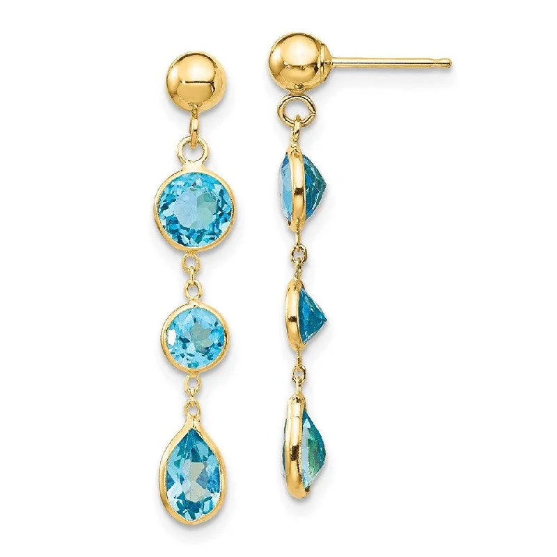 bold statement ladies earrings-14k Blue Topaz Gemstone Dangle Earrings