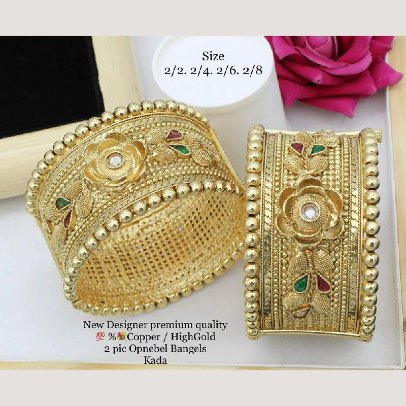 tribal design ladies bracelet-Manisha Gold Plated Copper Bangles Set