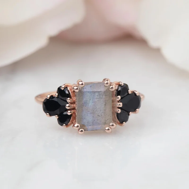 nature-inspired ladies ring-Rose Gold Labradorite & Spinel Empress Ring