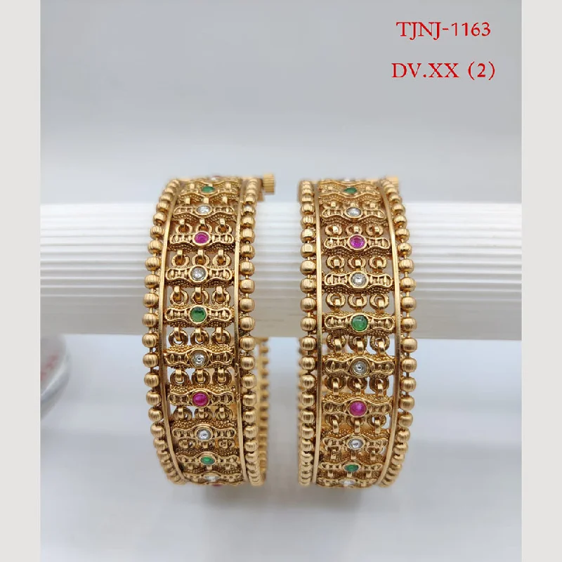 rose gold ladies bracelet-Choice Gold Plated Pota Stone Bangles Set