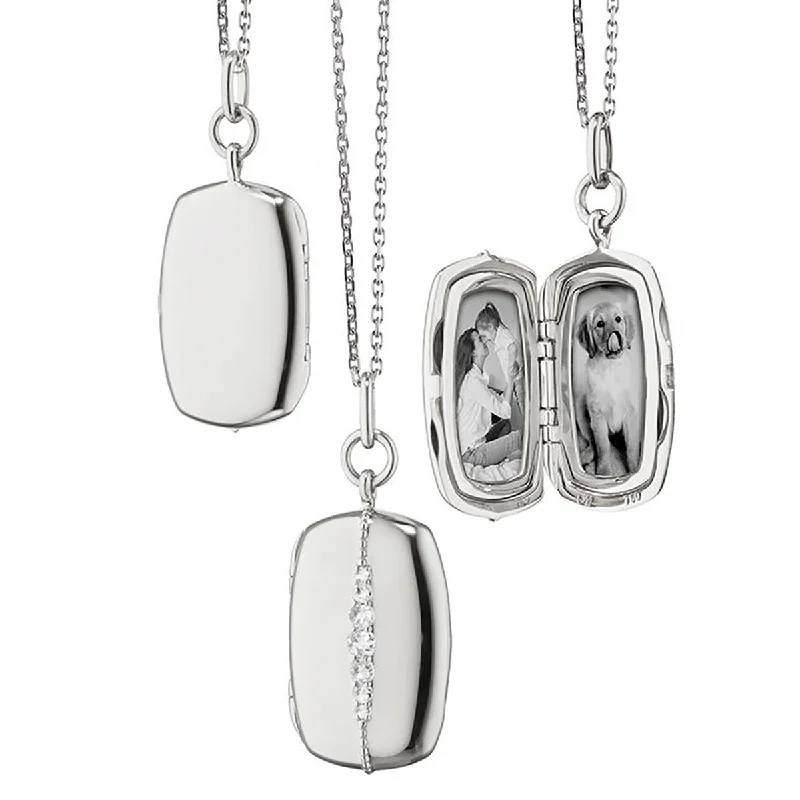 pendant ladies necklace-Slim Rectangle Kate Locket Necklace