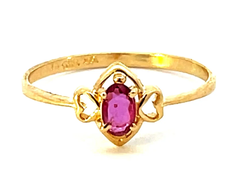 overlapping band ladies ring-Red Ruby Ring in 14k Yellow Gold