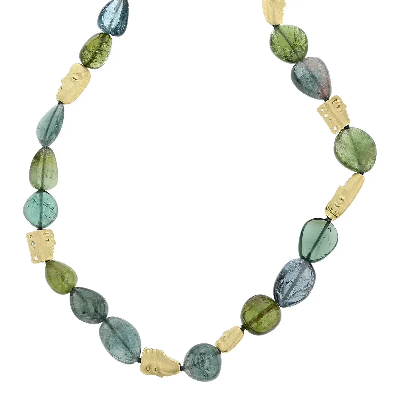 rope twist ladies necklace-The Big Sleep Beaded Matte Tourmaline Necklace