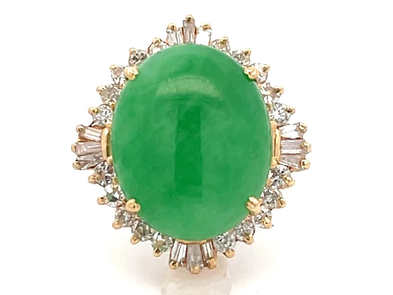 celestial diamond ladies ring-Diamond Halo Jade Ring in 18K Yellow Gold