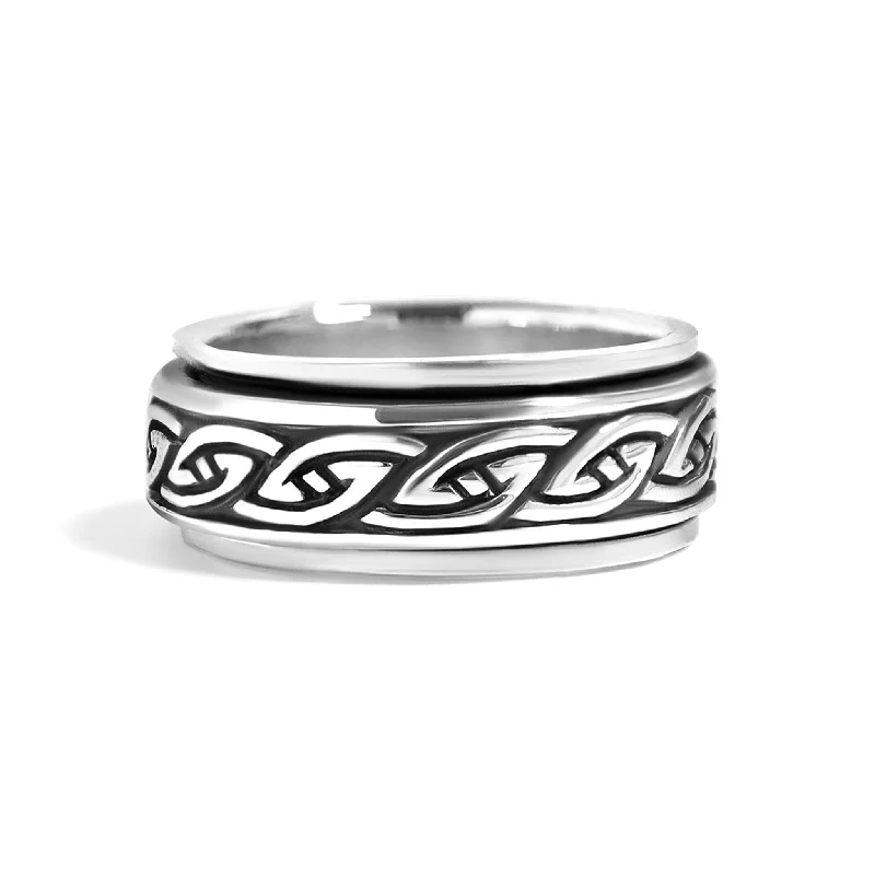 halo ladies ring-Sterling Silver Celtic Knot Spinner Ring / SSR0033