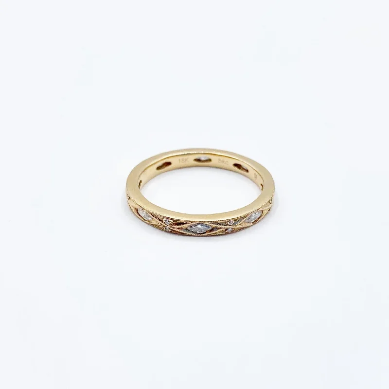 lattice setting ladies ring-Renaissance Designed Diamonds in English Rose Gold